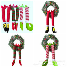 KissICON Christmas Santa Elf Legs Plush Stuffed Feet with Shoes Christmas Tree Decorative Ornament Christmas Decoration