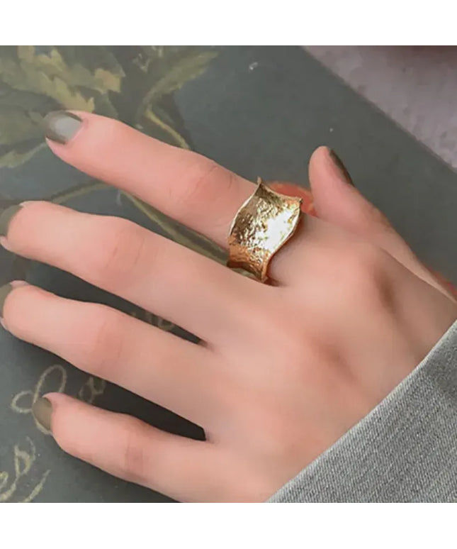 KissICON Chunky Gothic Bling Rings Adjustable Two Tone Jewelry