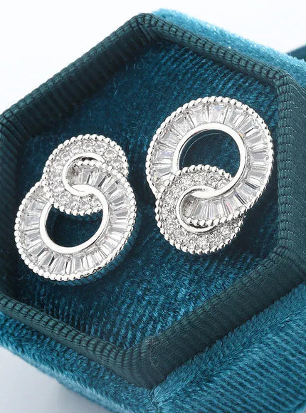 KissICON 💋 Classic 925 Silver Hoop Earrings - Zircon Sparkle