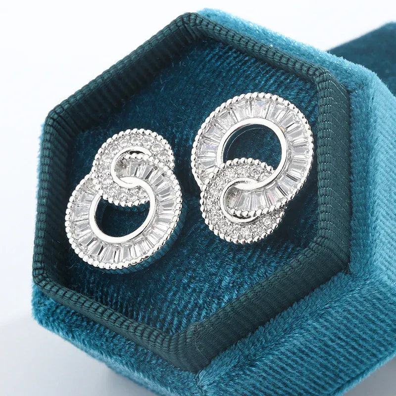 KissICON 💋 Classic 925 Silver Hoop Earrings - Zircon Sparkle