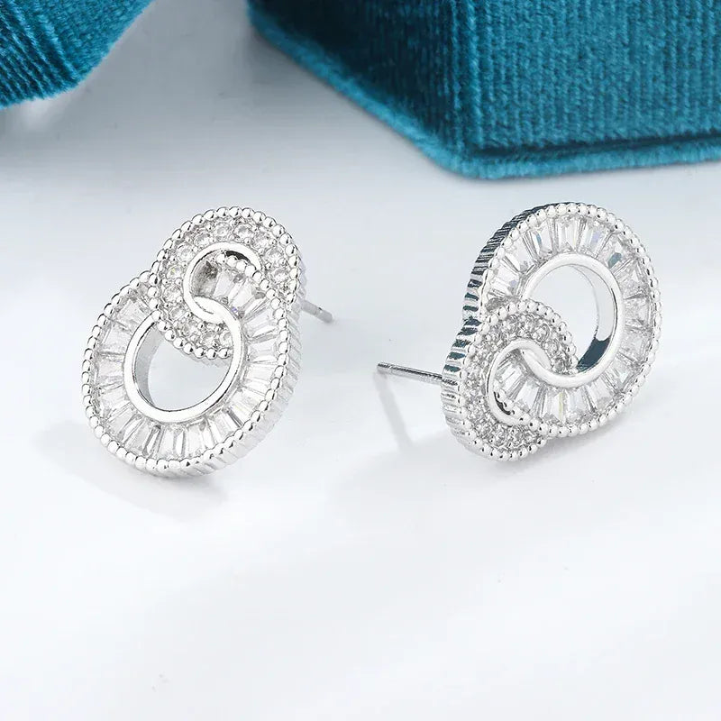 KissICON 💋 Classic 925 Silver Hoop Earrings - Zircon Sparkle