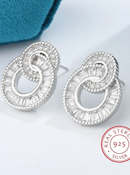 KissICON 💋 Classic 925 Silver Hoop Earrings - Zircon Sparkle