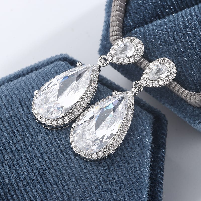 KissICON Classic 925 Silver Water Drop Earrings Women Zircon Shine