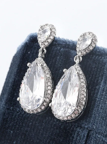 KissICON Classic 925 Silver Water Drop Earrings Women Zircon Shine