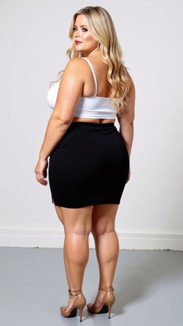 KissICON Classic Black High-Waist Bodycon Mini Skirt with Side Slit