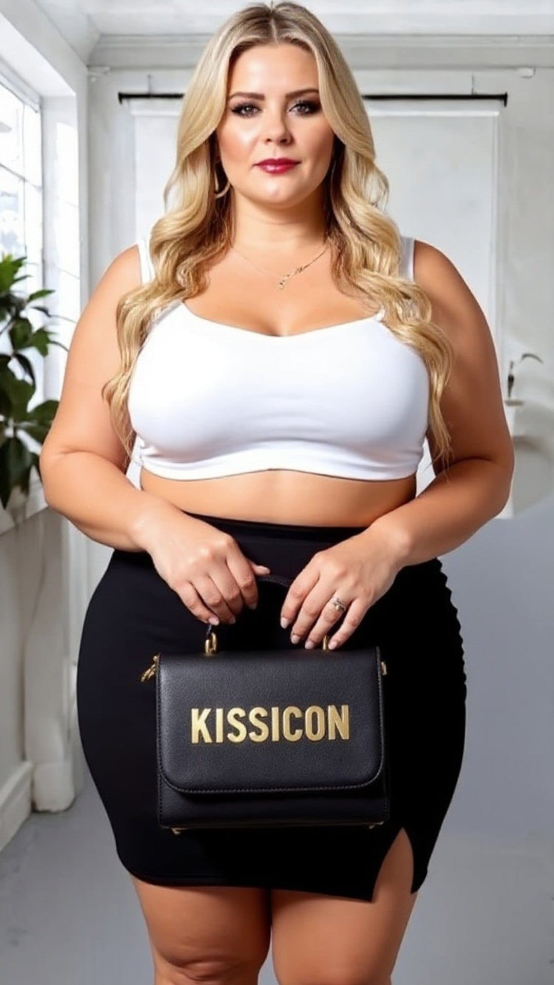 KissICON Classic Black High-Waist Bodycon Mini Skirt with Side Slit