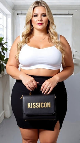 KissICON Classic Black High-Waist Bodycon Mini Skirt with Side Slit