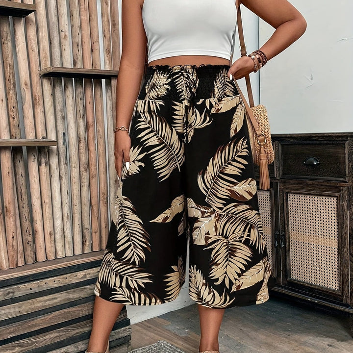 Plus Size Tropical WideLeg Pants for Summer Bliss