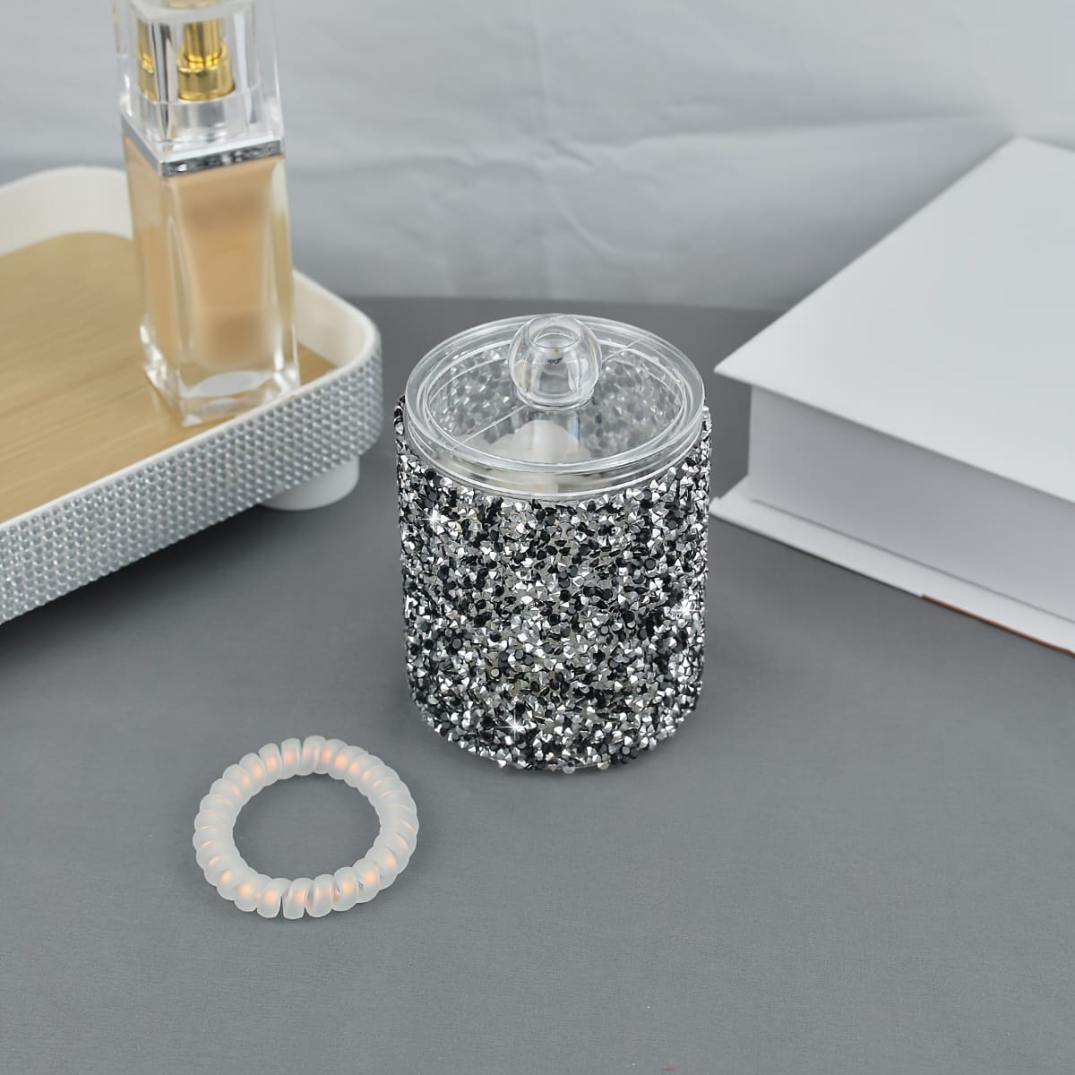 jkthpu-45 Classic Black & White Diamond Dustproof Storage Jar  Mat Organizer