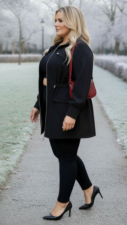 KissICON Classic Black Zip-Up Utility Jacket – Plus Size Everyday Chic