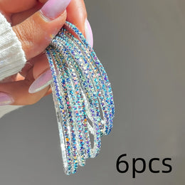 jkthpu-45 Classic Blue Sparkling Rhinestone Stretch Bracelet Set  6pc Bling
