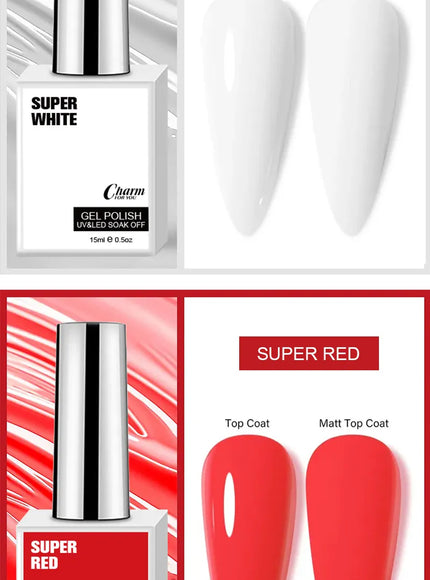 KissICON Classic Gel Nail Polish 15ml Black White Red