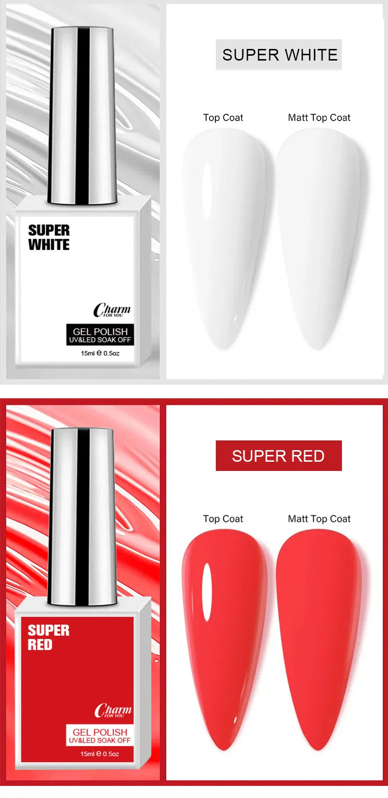 KissICON Classic Gel Nail Polish 15ml Black White Red