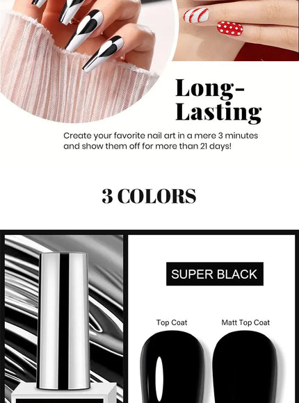 KissICON Classic Gel Nail Polish 15ml Black White Red