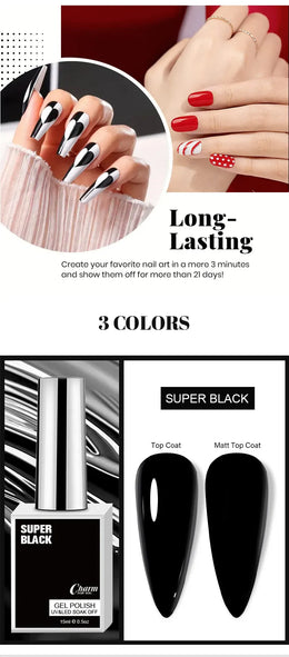 KissICON Classic Gel Nail Polish 15ml Black White Red