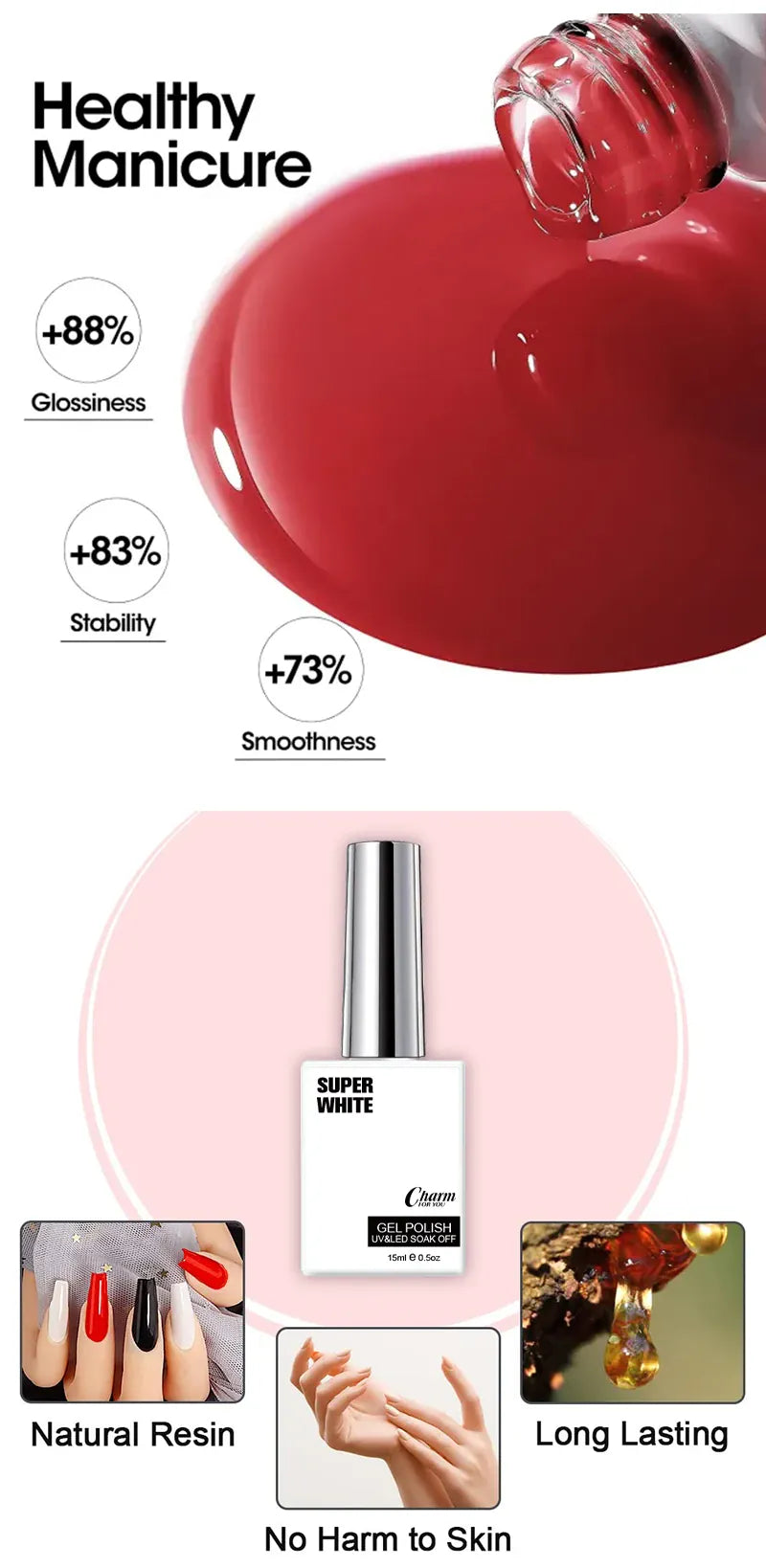 KissICON Classic Gel Nail Polish 15ml Black White Red