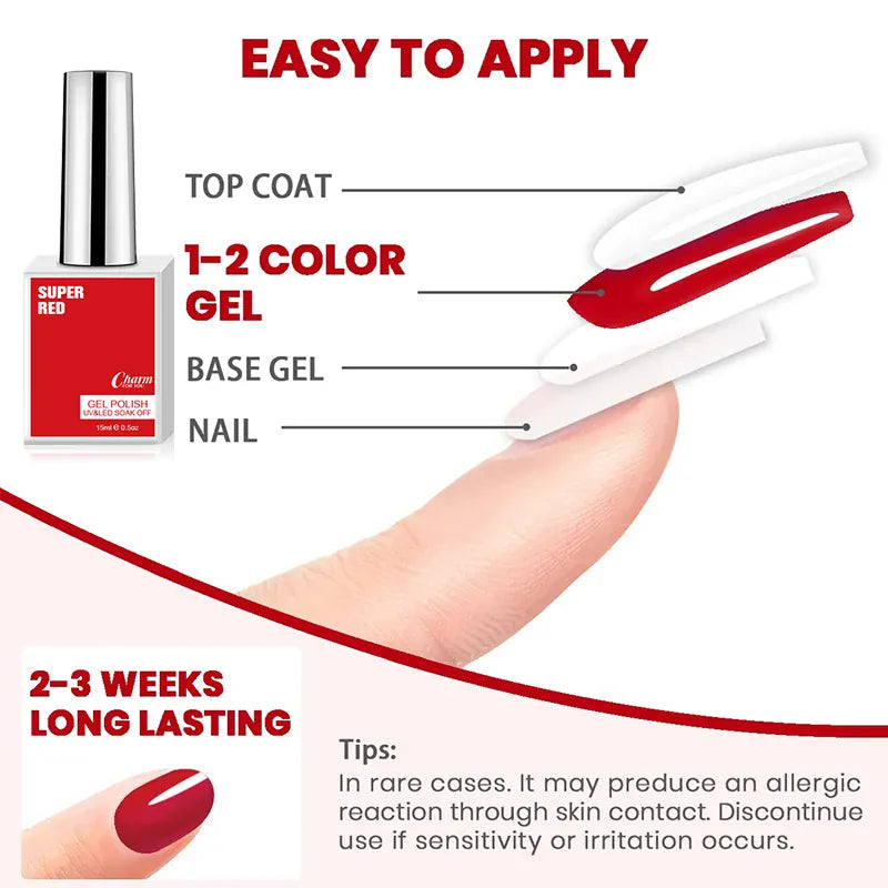 KissICON Classic Gel Nail Polish 15ml Black White Red