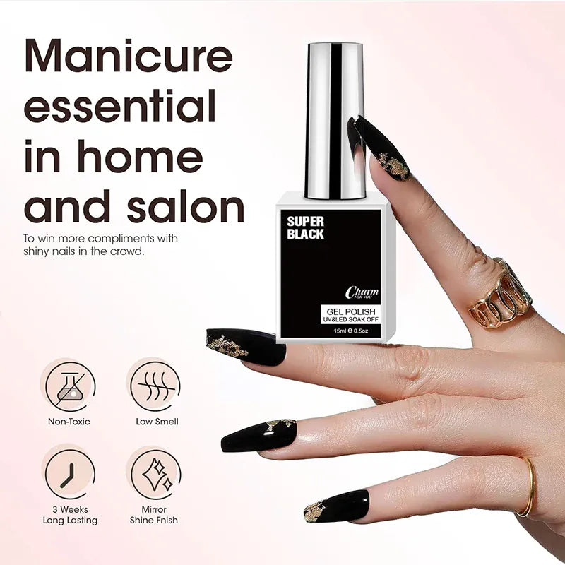 KissICON Classic Gel Nail Polish 15ml Black White Red