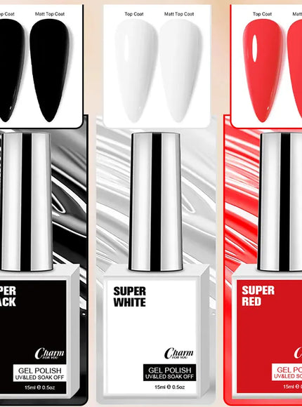 KissICON Classic Gel Nail Polish 15ml Black White Red