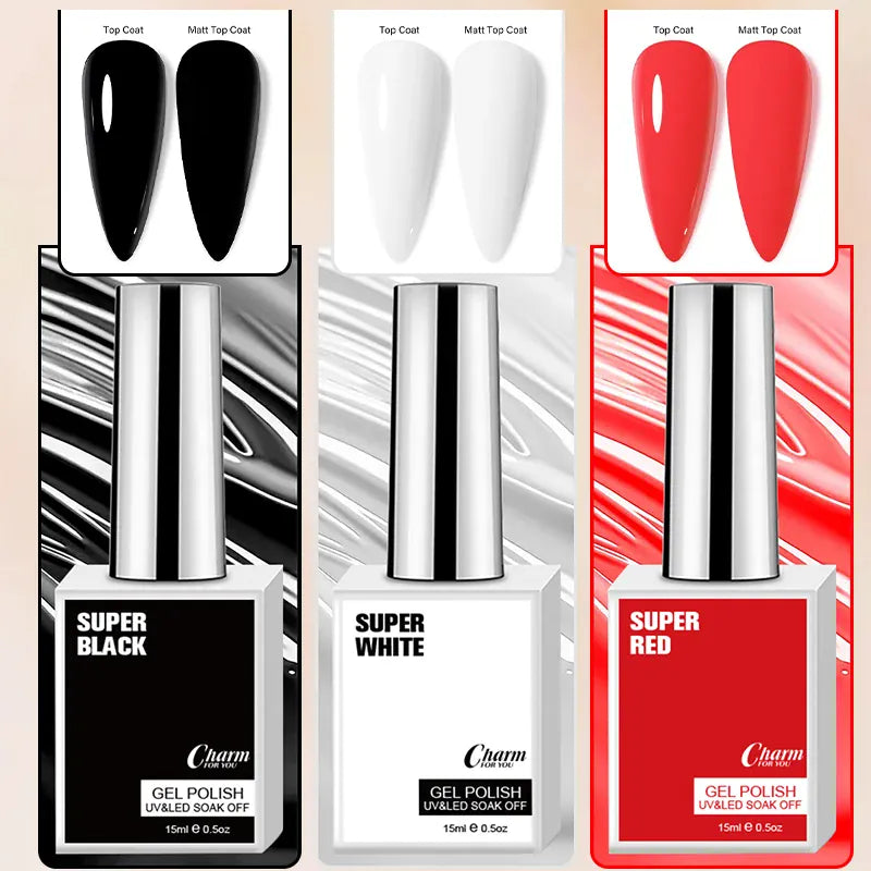 KissICON Classic Gel Nail Polish 15ml Black White Red