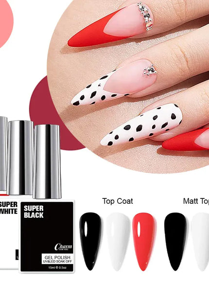 KissICON Classic Gel Nail Polish 15ml Black White Red