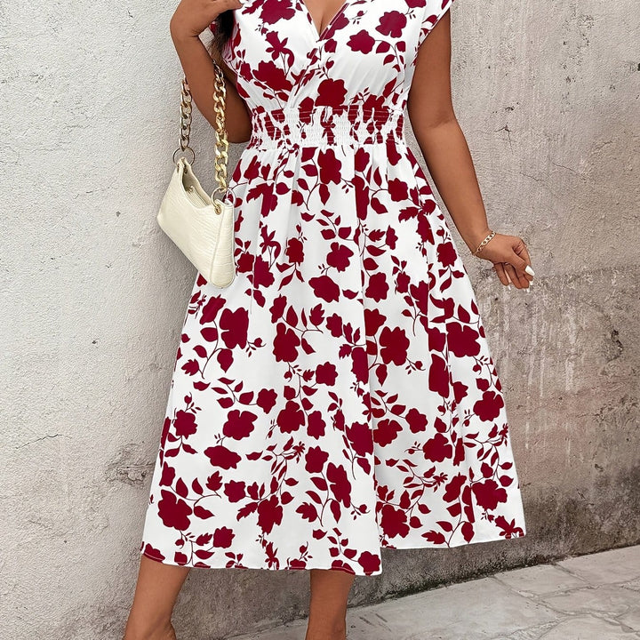 Chic Plus Size Floral VNeck Summer Vacation Dress
