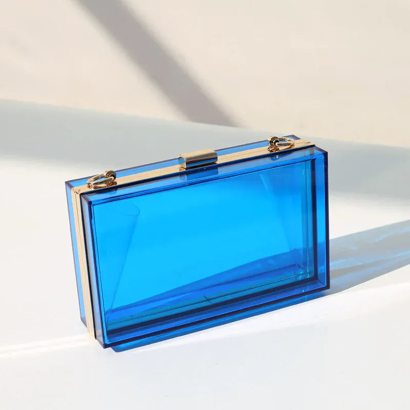 KissICON Clear-Blue / 18*5*11 cm Acrylic Hand Small Square Dinner Evening