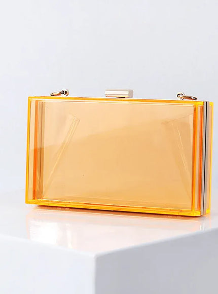 KissICON Clear-Orange / 18*5*11 cm Acrylic Hand Small Square Dinner Evening