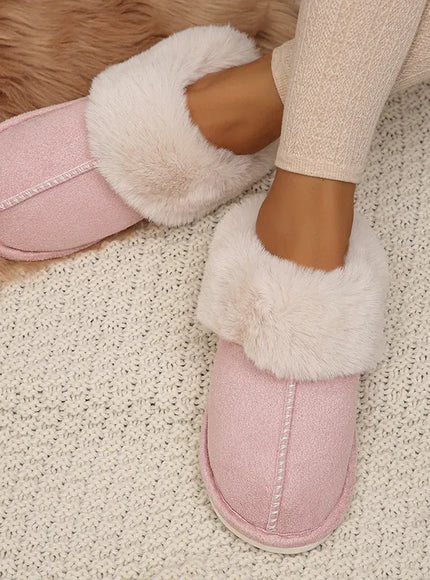 KissICON Closed Toe Warm Cotton Slippers Women Faux Fur