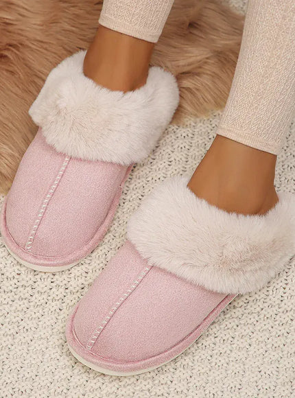 KissICON Closed Toe Warm Cotton Slippers Women Faux Fur
