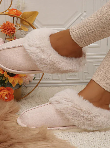 KissICON Closed Toe Warm Cotton Slippers Women Faux Fur