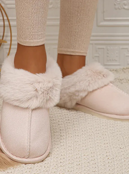 KissICON Closed Toe Warm Cotton Slippers Women Faux Fur