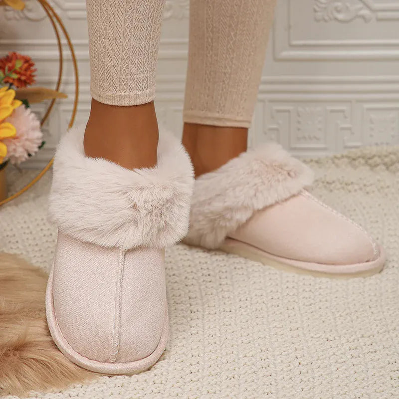 KissICON Closed Toe Warm Cotton Slippers Women Faux Fur