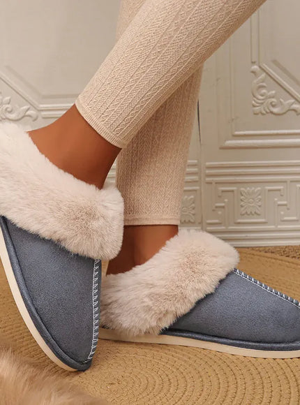 KissICON Closed Toe Warm Cotton Slippers Women Faux Fur