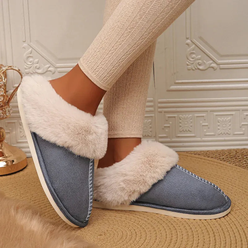 KissICON Closed Toe Warm Cotton Slippers Women Faux Fur