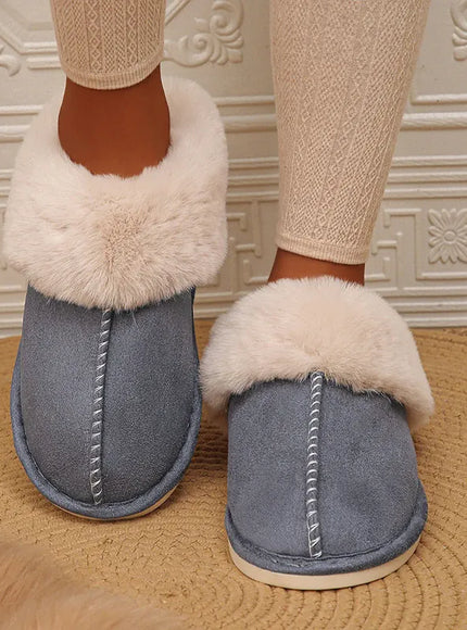 KissICON Closed Toe Warm Cotton Slippers Women Faux Fur