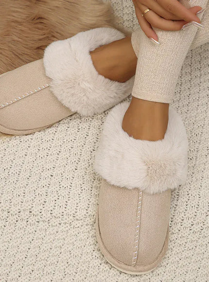 KissICON Closed Toe Warm Cotton Slippers Women Faux Fur