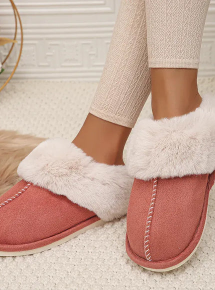 KissICON Closed Toe Warm Cotton Slippers Women Faux Fur