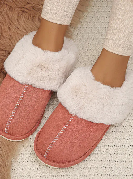KissICON Closed Toe Warm Cotton Slippers Women Faux Fur