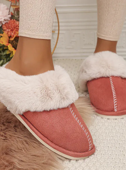KissICON Closed Toe Warm Cotton Slippers Women Faux Fur