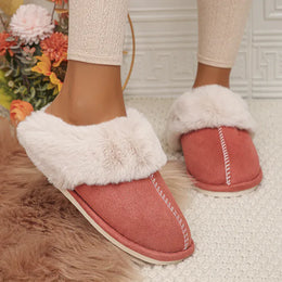 KissICON Closed Toe Warm Cotton Slippers Women Faux Fur
