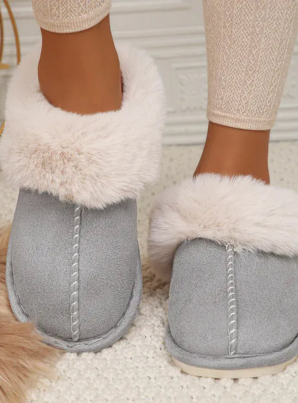 KissICON Closed Toe Warm Cotton Slippers Women Faux Fur