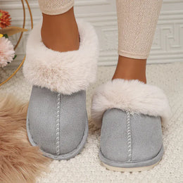 KissICON Closed Toe Warm Cotton Slippers Women Faux Fur