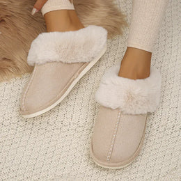 KissICON Closed Toe Warm Cotton Slippers Women Faux Fur