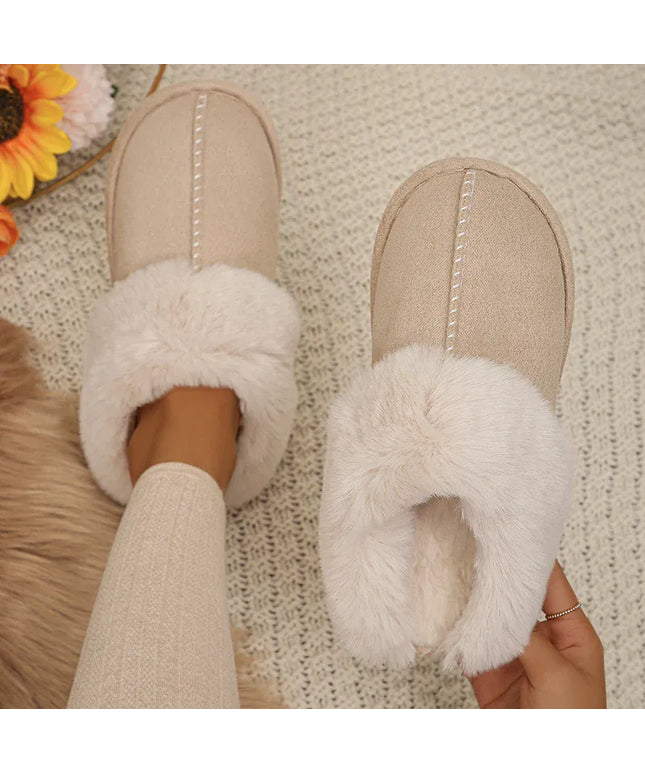 KissICON Closed Toe Warm Cotton Slippers Women Faux Fur