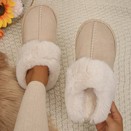 KissICON Closed Toe Warm Cotton Slippers Women Faux Fur