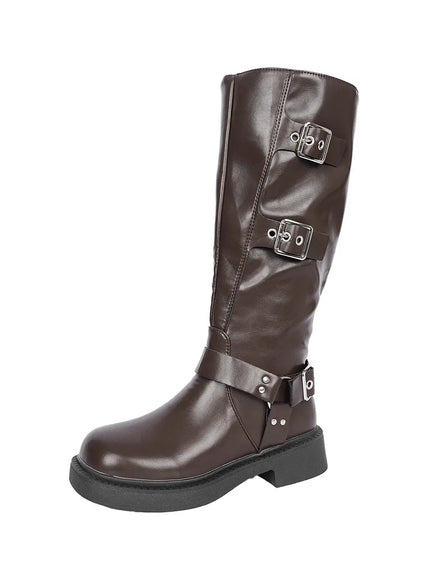 KissICON Coffee / 41 Soft PU Leather Women's Autumn Black Brown Long
