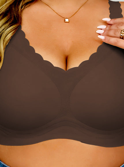 KissICON Coffee Brown / 0XL Curve Seamless Bra – Comfy Wavy Trim