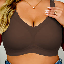 KissICON Coffee Brown / 2XL Curve Seamless Bra – Comfy Wavy Trim