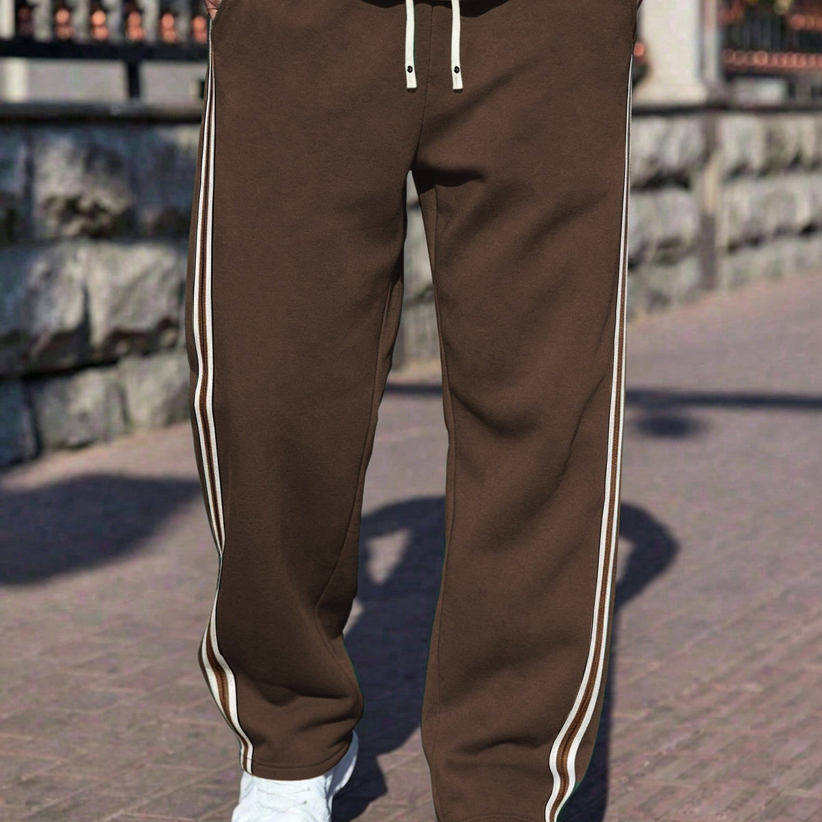 KissICON Coffee Brown / UK 34 Men'S Breathable Casual Sports Outdoor Fashion Drawstring Pocket Straight Long Pants